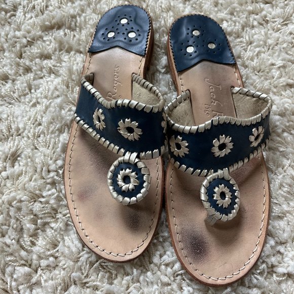 Midnight and platinum Jack Rogers USA Jacks Flat Sandal - Picture 1 of 5
